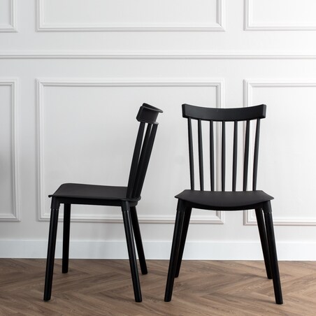 Krzesło plastikowe czarne drewniane nogi klasyczne do salonu jadalni