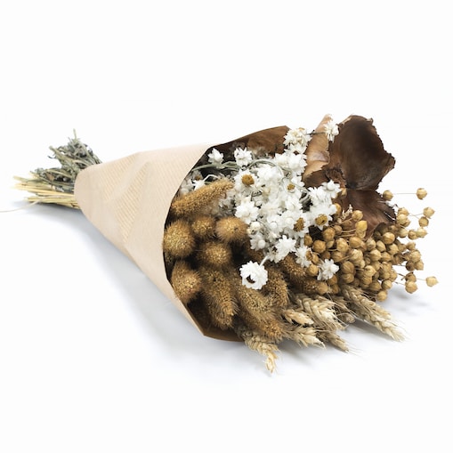 Zestaw suszonych kwiatów do wazonu Rustic - setaria, złociszek, len