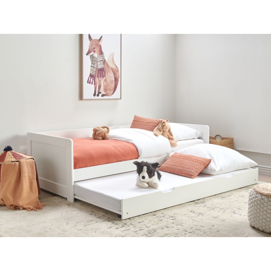 Łóżko wysuwane drewniane 90 x 200 cm białe GRAVELINES
