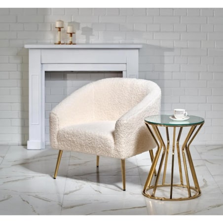Fotel do salonu GRIFON kremowy/złoty