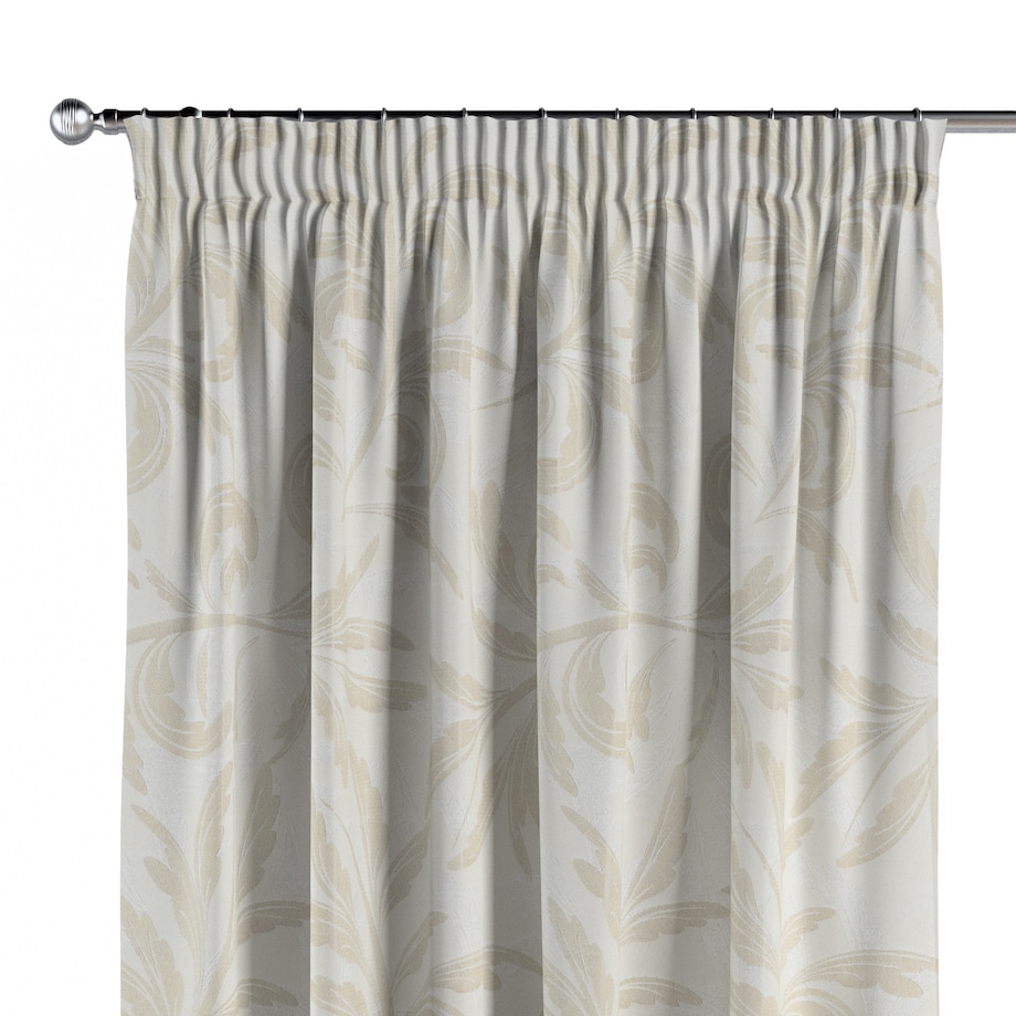 Zasłona na taśmie marszczącej 1 szt. 130x260 szaro-beżowe liście akantu