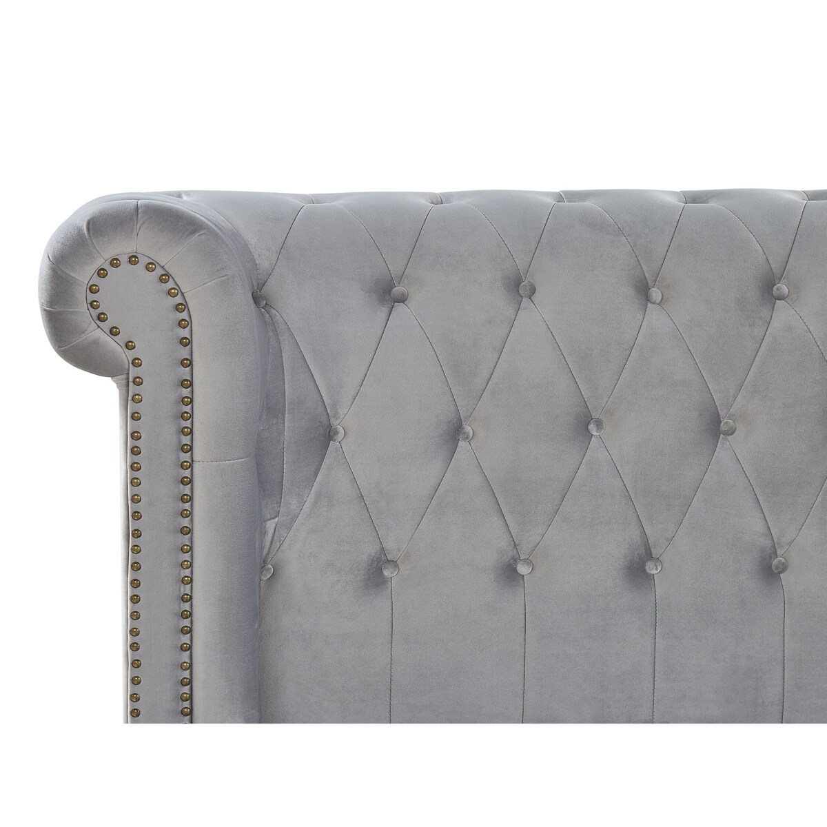 Łóżko wodne welurowe 180 x 200 cm szare CAVAILLON