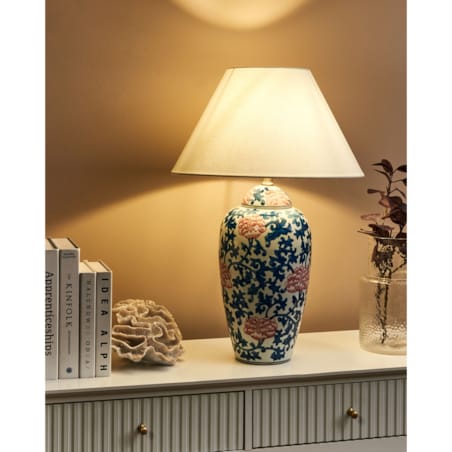 Lampa stołowa VERUSA Porcelana Biały/ niebieski