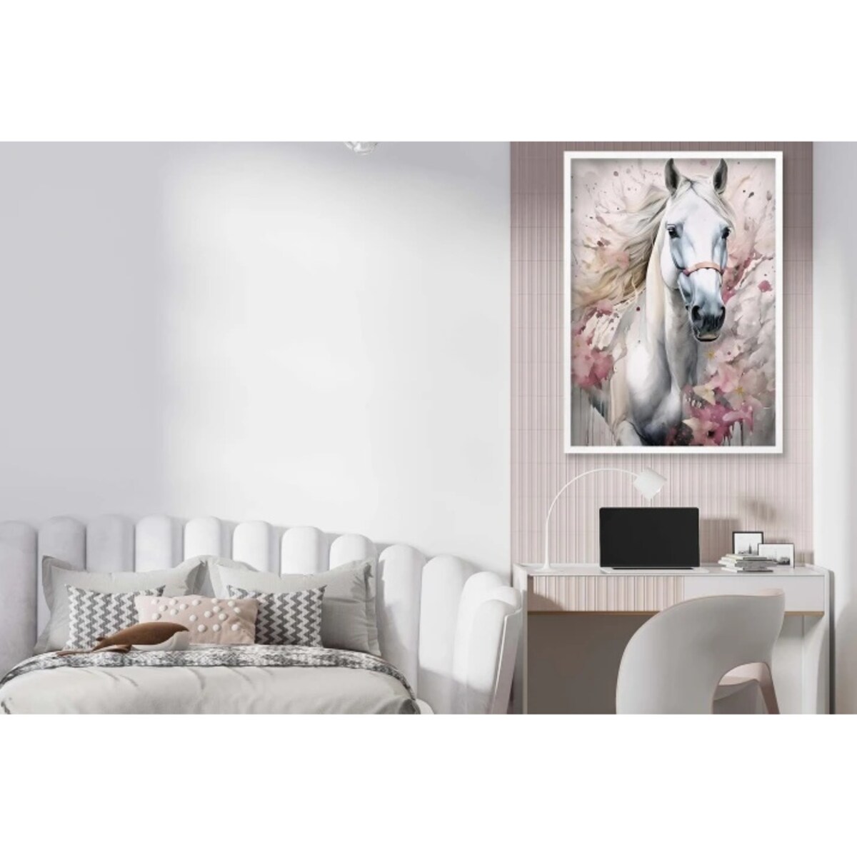 Obraz Plakat Dekoracja w Białej ramie Koń do pokoju dla nastolatki 50x70