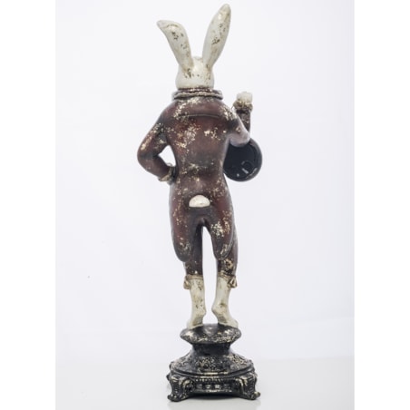 Dekoracja - królik 43x13x10 cm CONIGLIO na podwyższeniu z zegarkiem