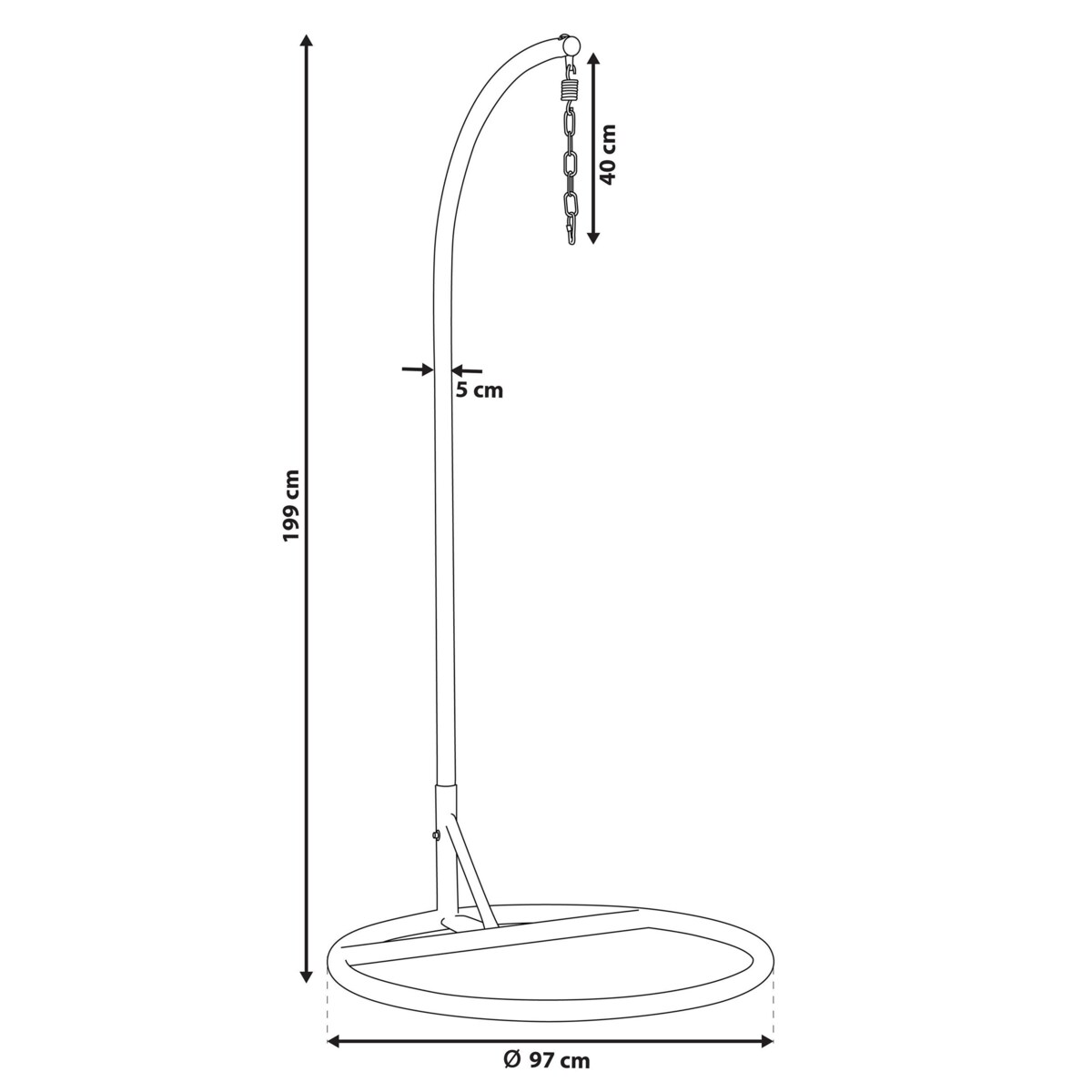 Stojak na fotel wiszący czarny STAN