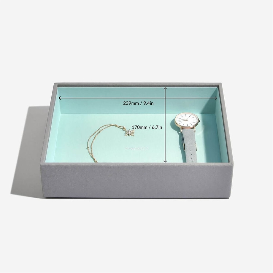 Szkatułka na biżuterię Stackers open classic szaro-miętowa