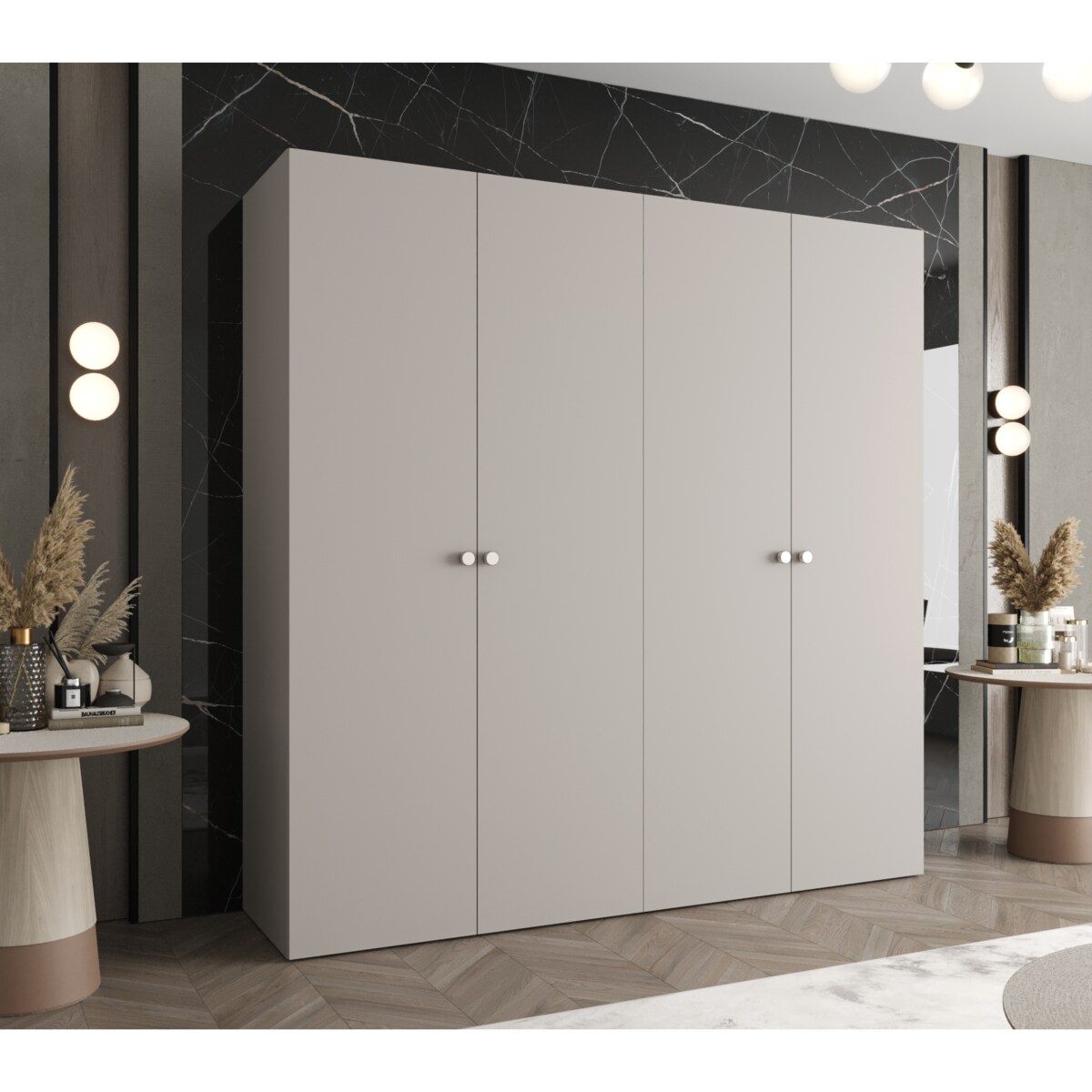 Szafa uchylna otwierana PARMA 1 200 wys. 202 cm Kaszmir + u. Srebrny