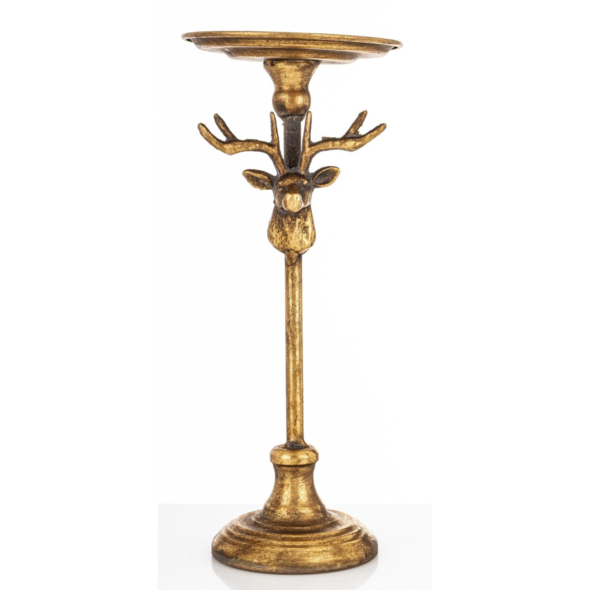 Świecznik metalowy złoty z reniferem 29,5x12x12 cm RENI