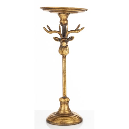 Świecznik metalowy złoty z reniferem 29,5x12x12 cm RENI