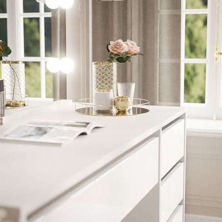 Toaletka MADA ELITE z lustrem i oświetleniem biały połysk