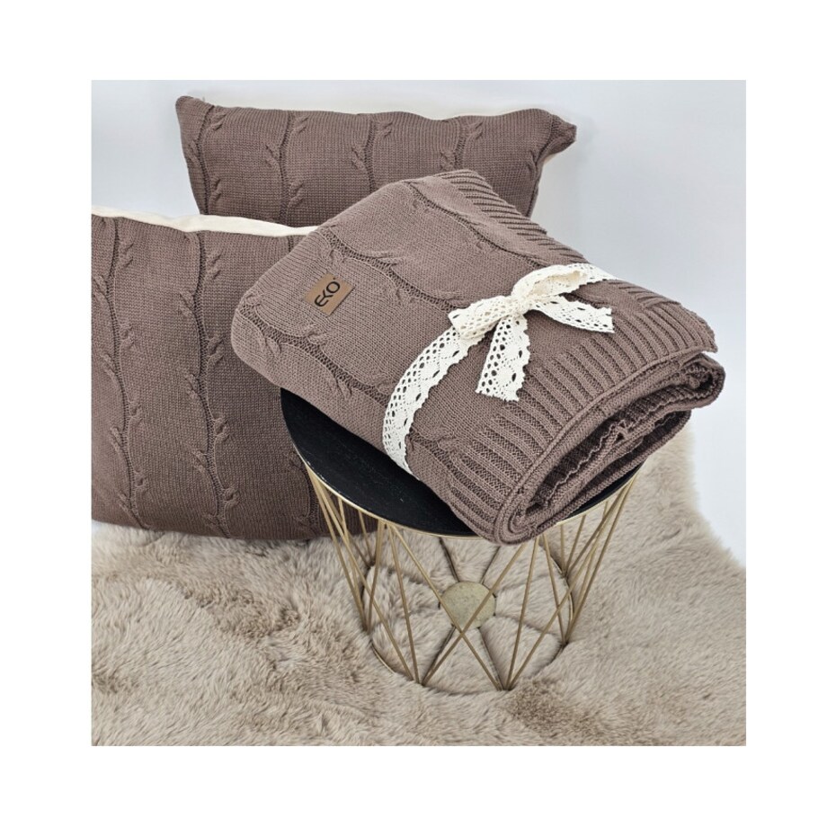 Poszewka dzianinowa na poduszkę Bawełna+Kaszmir 45x45 cm ROMA CHOCOLATE