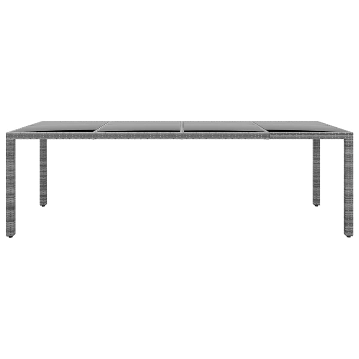vidaXL Stół ogrodowy, 250x100x75 cm, szkło i rattan PE, szary