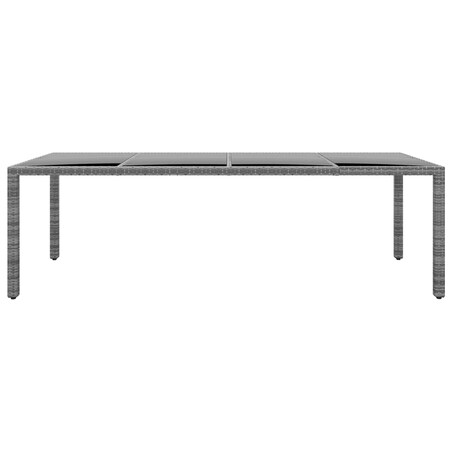 vidaXL Stół ogrodowy, 250x100x75 cm, szkło i rattan PE, szary