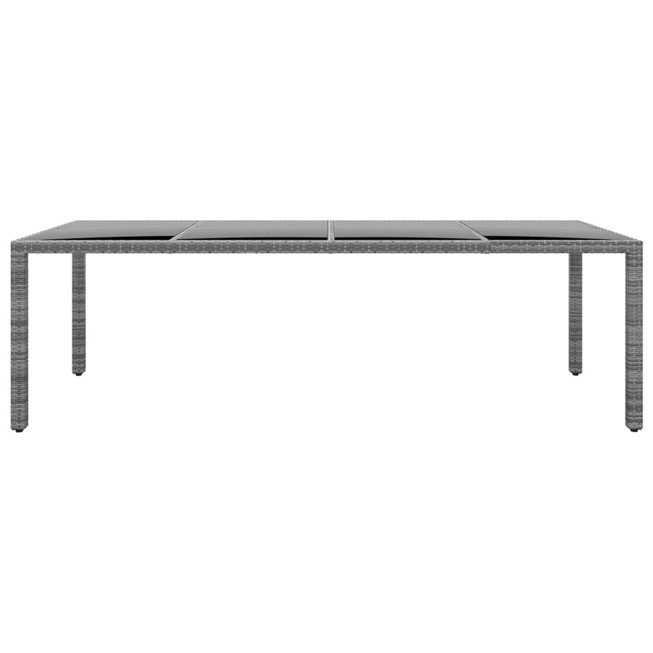 vidaXL Stół ogrodowy, 250x100x75 cm, szkło i rattan PE, szary