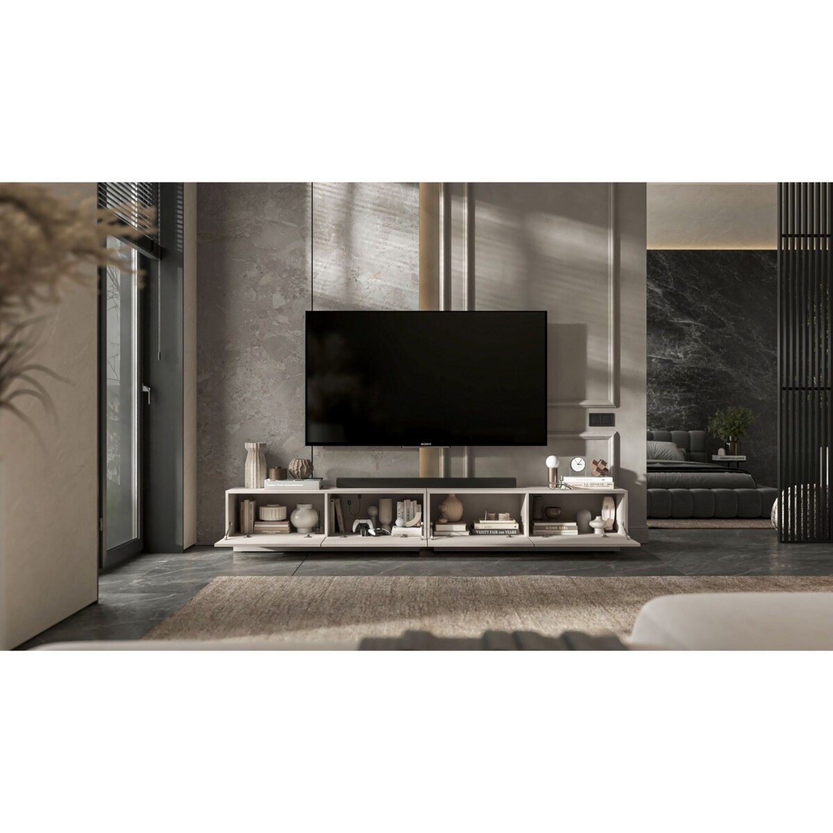 Szafka RTV Loft Stojąca / Wisząca Komoda RTV Kaszmir Mat 240 cm