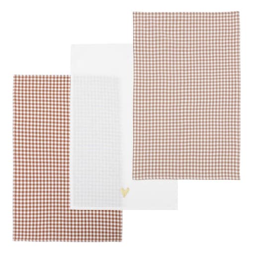 Ściereczki kuchenne bawełniane FLORAL, krata vichy, 3 sztuki