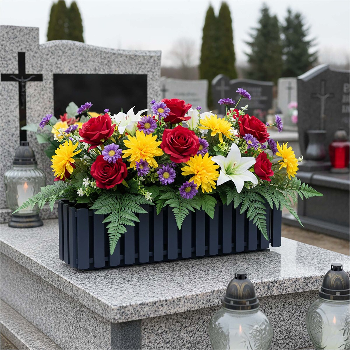 Donica Na Cmentarz Skrzynka Korytko Doniczka Na Wszystkich Świętych Boardee Fence 58 Cm