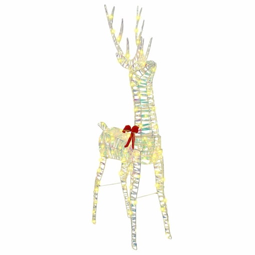 vidaXL 3D Renifer z 140 diodami LED Ciepła biel 128 cm PET