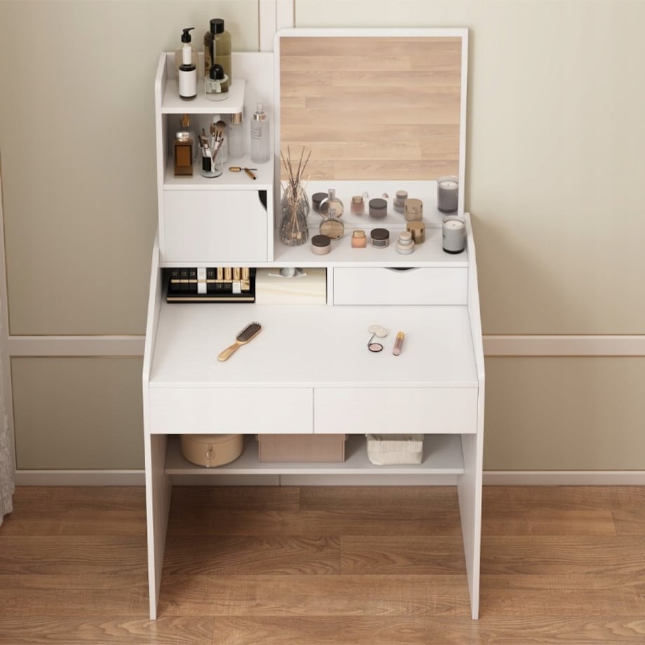 Toaletka z lustrem biała z szufladami skandynawska