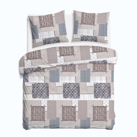 Pościel flanelowa 180x200 Ardela Beige kratka beżowa, Flanelove