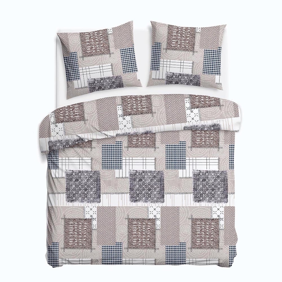 Pościel flanelowa 180x200 Ardela Beige kratka beżowa, Flanelove