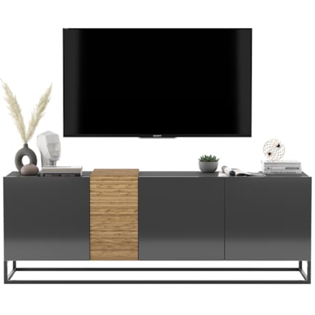 Szafka RTV Loft Komoda RTV Loft Grafit Połysk 160 cm