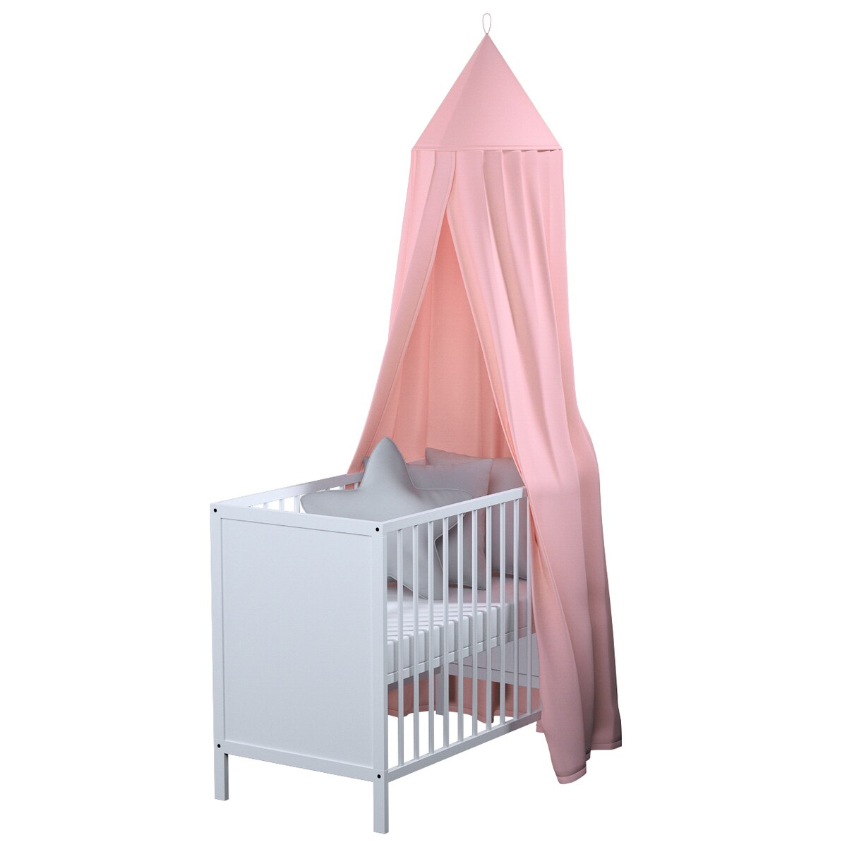 Baldachim do łóżeczka, pastelowy róż, fi 50cmx230cm, Happiness