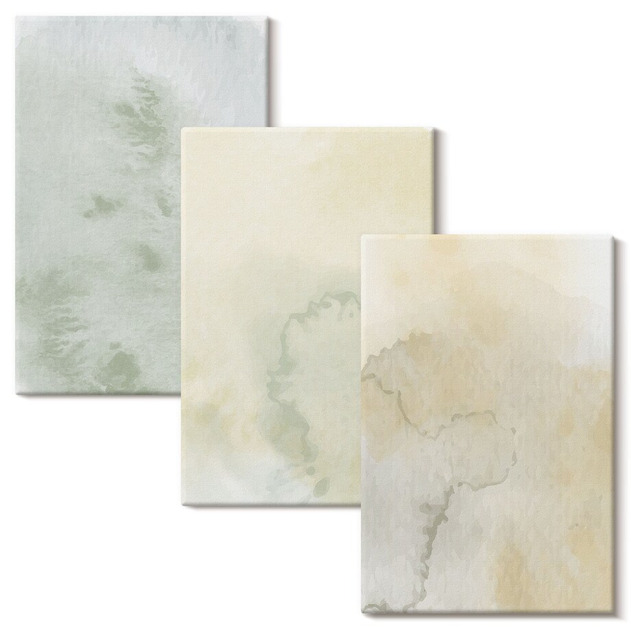 Zestaw 3 dużych obrazów na płótnie - Pastelowe akwarele tekstury - kremowy