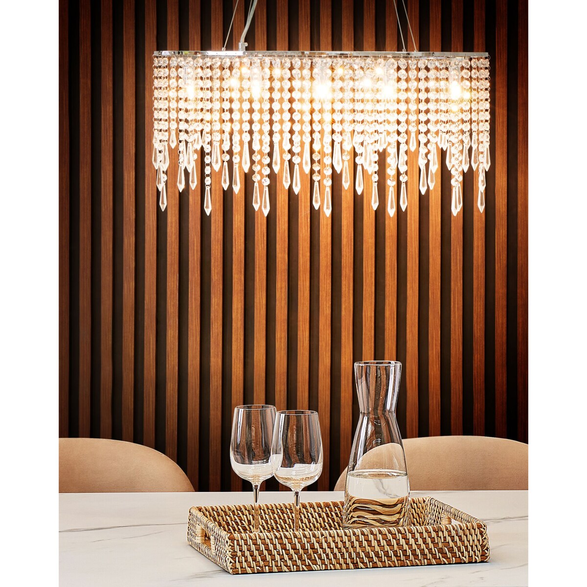 Żyrandol CALVELLE Kryształ Srebrny