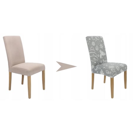 Pokrowiec Na Krzesło Szary Świąteczne Wzory Elastyczny