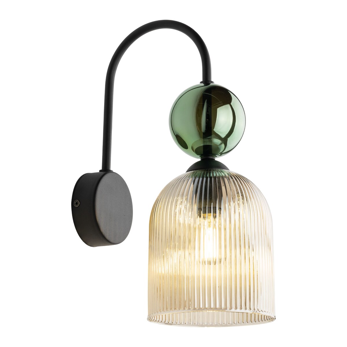 Kinkiet SOPHIA Czarny i Zielony z Koniakowym Szkłem, E14, Regulowana Wysokość, TK Lighting