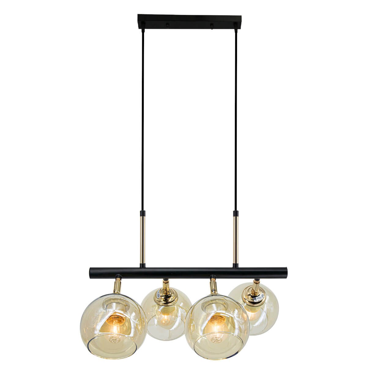Loftowa lampa wisząca Piran 2208/4 BL TR nad stół kule szklane czarny złoty