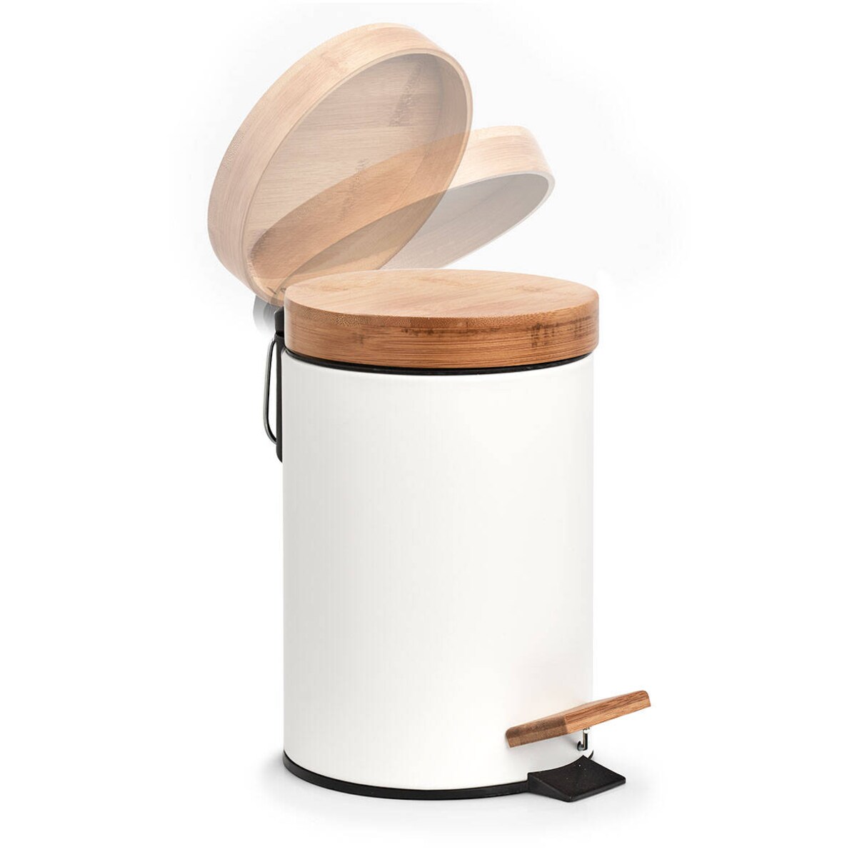 Kosz łazienkowy z metalu i bambusa, Ø 16,8 cm