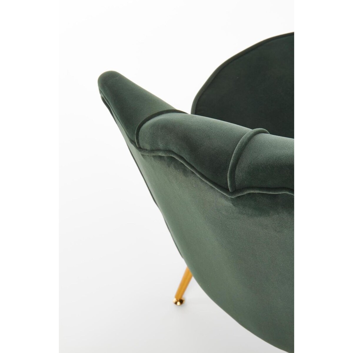 FOTEL MUSZELKA Florecja ZIELONY welwet złota podstawa