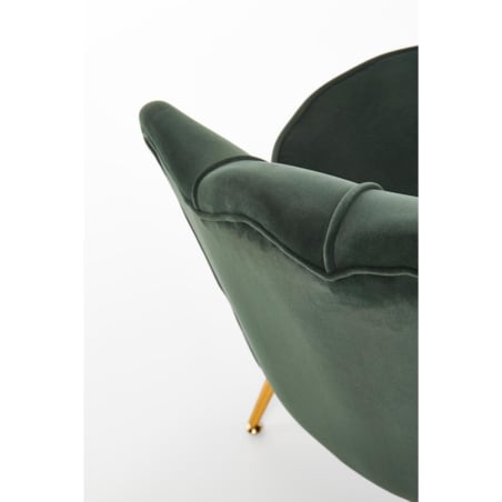 FOTEL MUSZELKA Florecja ZIELONY welwet złota podstawa