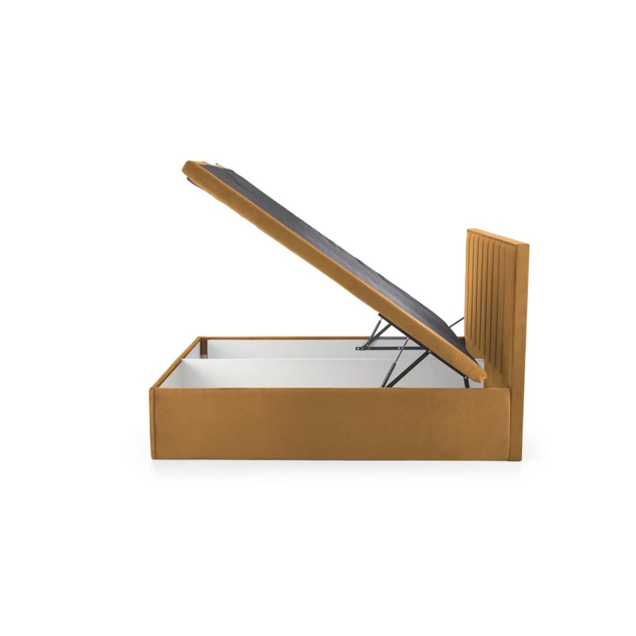 Łóżko kontynentalne ASENTO 160x200 musztardowe