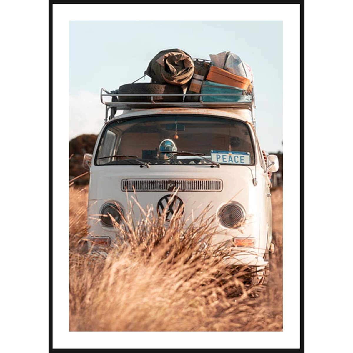 Poster Story, Plakat, Obraz - Podróżniczy Van z Bagażami na Dachu, wymiary 70 x 100 cm