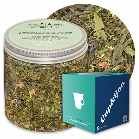 Herbata zielona JAŚMINOWA ROSA o smaku jaśminu z nutą owoców cytrusowych - herbata liściasta sypana mieszanka napar susz - gotowa na prezent upominek