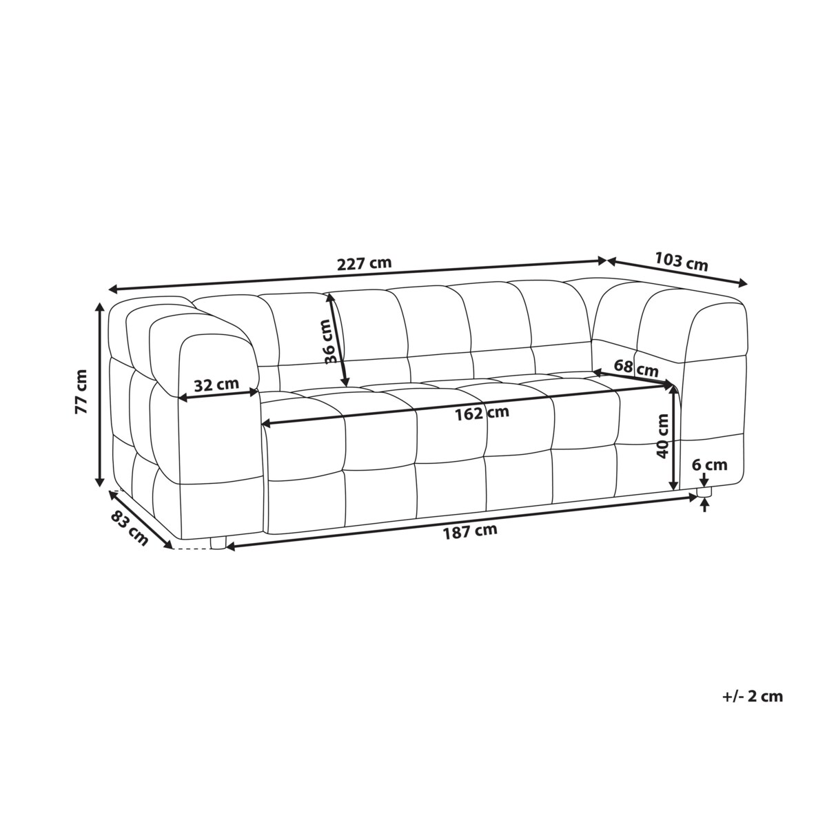 Sofa 3-osobowa szara MULLOLA
