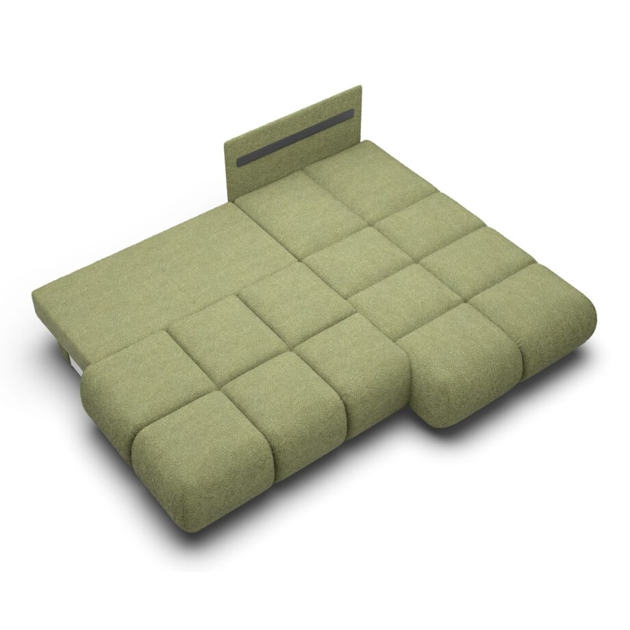 Pikowany Narożnik MILA rozkładany bez boczków prawy zielony