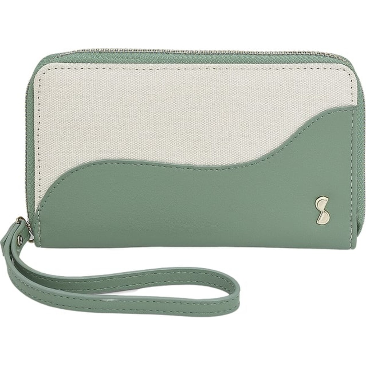 Portfel damski Stackers Wave kremowo-brzoskwiniowy z etui na karty i lusterkiem