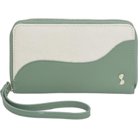 Portfel damski Stackers Wave kremowo-brzoskwiniowy z etui na karty i lusterkiem