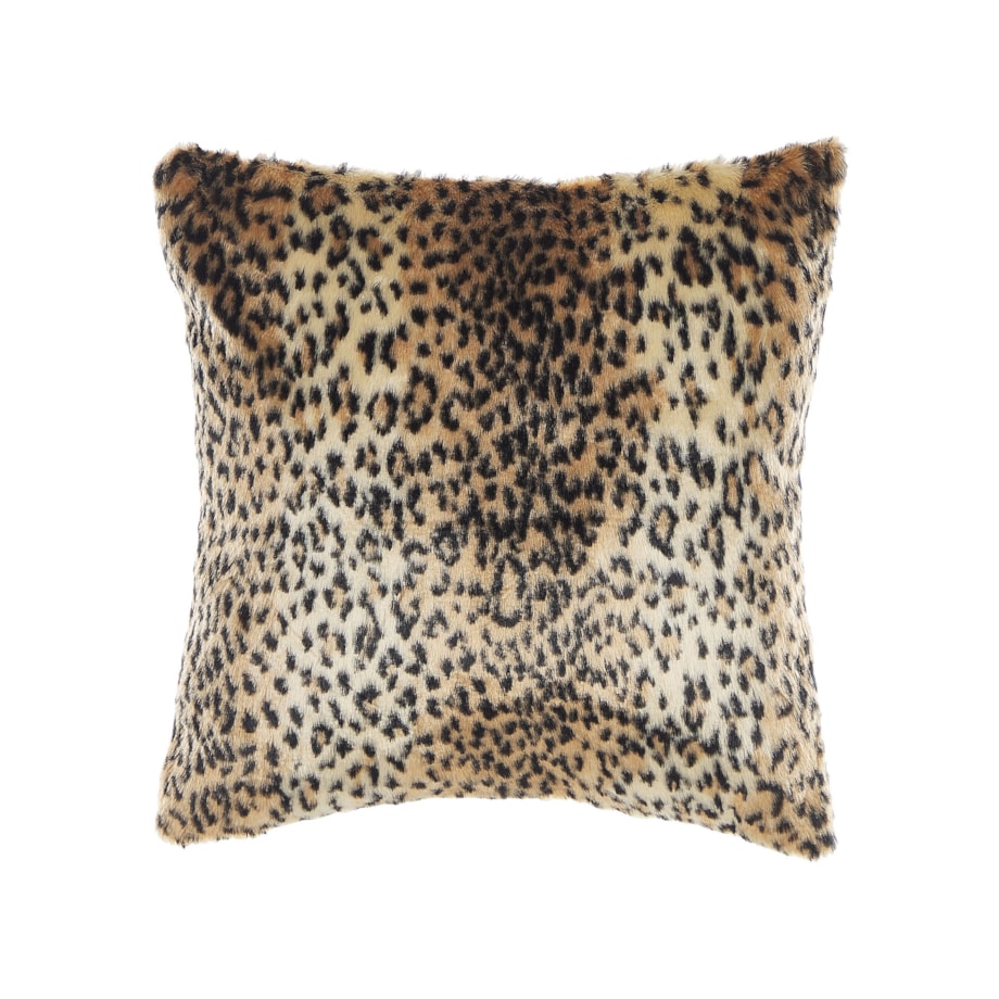 2 poduszki dekoracyjne włochacze w panterkę 45 x 45 cm brązowe FOXTAIL