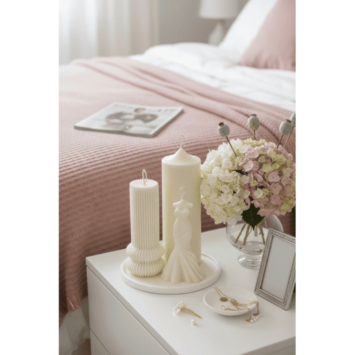 Zestaw świec sojowych Valery na dekoracyjnej tacy – elegancki upominek z torbą prezentową w zestawie