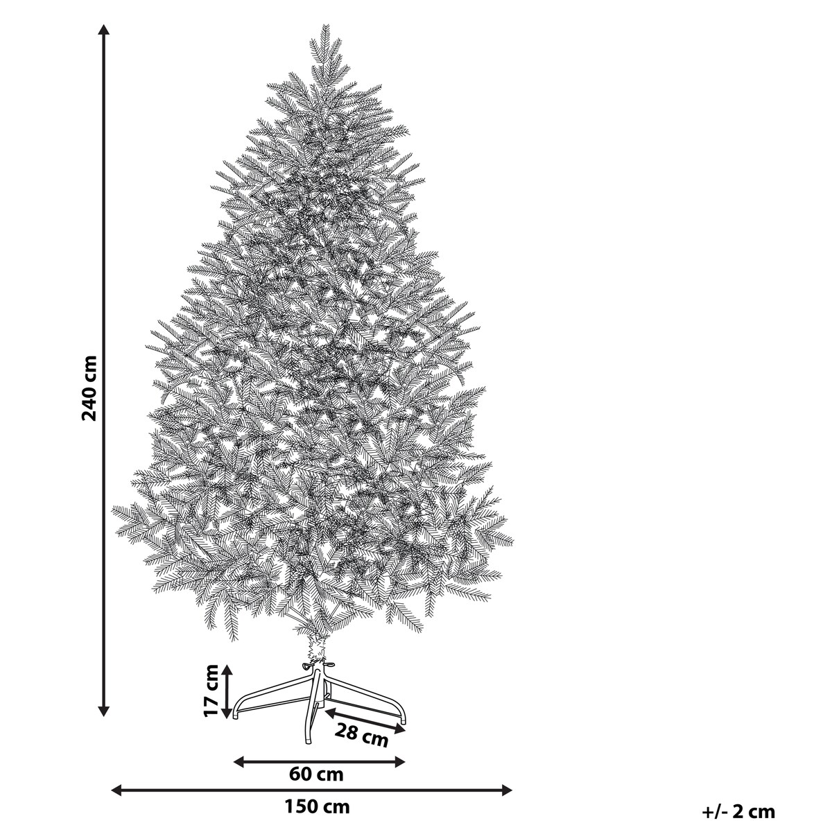 Ośnieżona sztuczna choinka świąteczna BASSIE 240 cm Biały