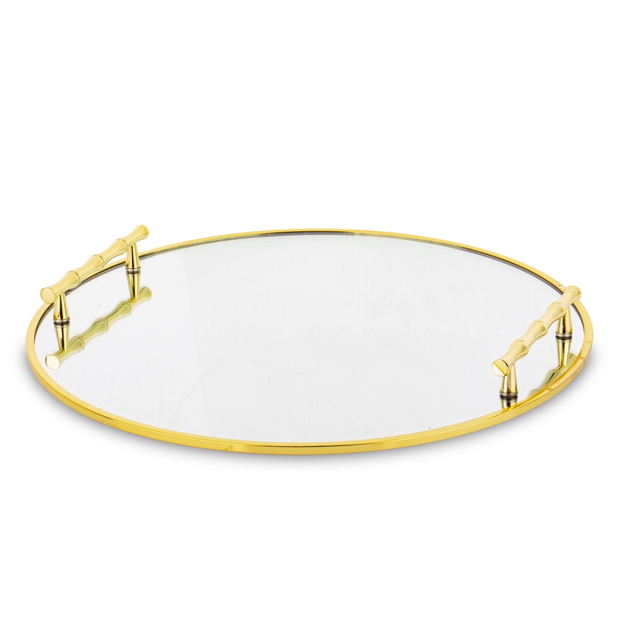 Taca okragła złota z lustrem 4x35x35 cm