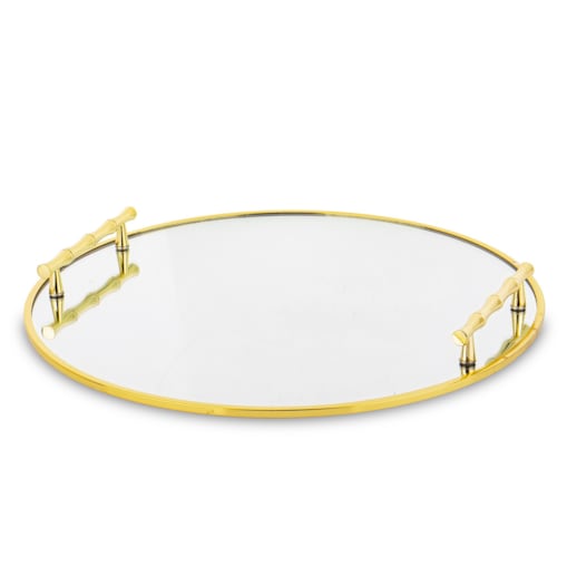 Taca okragła złota z lustrem 4x35x35 cm