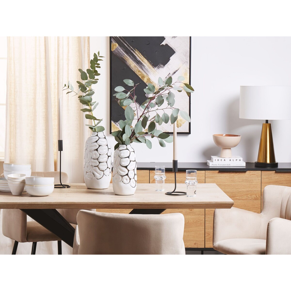 Wazon dekoracyjny ceramiczny 28 cm biały CENABUM