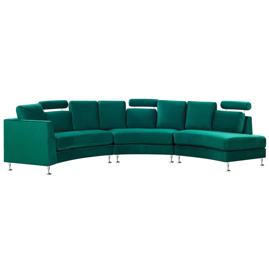 Sofa półokrągła 7-osobowa modułowa welurowa zielona ROTUNDE